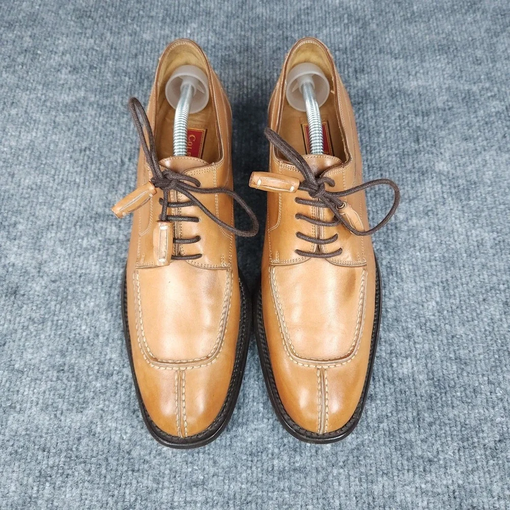 Cole Haan Country Shoes Mens Size 8 AA Narrow Tan Brown Leather Apron Toe Italy